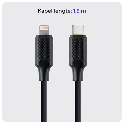 USB-C Kabels Oplaadkabel Datakabel USB C Kabel Geschikt voor iPhone Lightning - Geschikt voor USB C naar Lightning USB C Oplader - 1.5 meter - Zwart