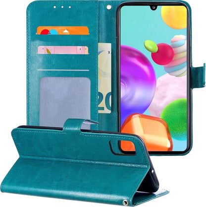 Samsung A41 Hoesje Bookcase Cover met Kaarthouder - Turquoise