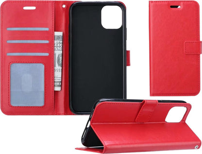 iPhone 11 Hoesje Bookcase Cover met Kaarthouder - Rood