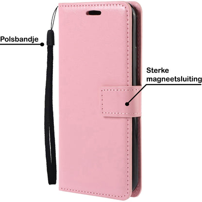 OPPO A57 Hoesje Bookcase Cover met Kaarthouder - Lichtroze