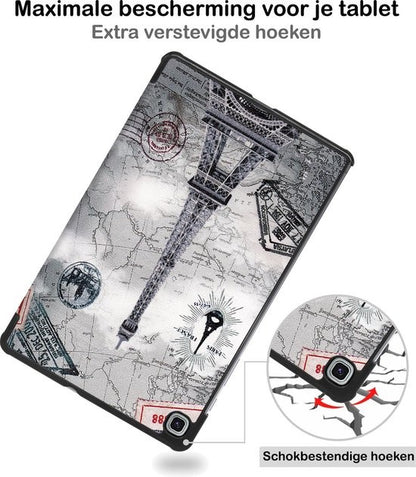 Samsung Galaxy Tab S6 Lite Trifold Bookcase Hoes - Eiffeltoren