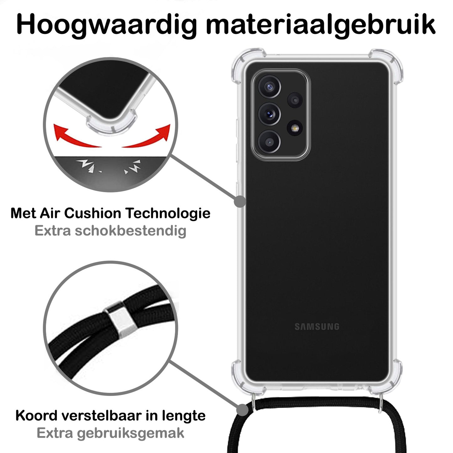 Samsung A52 Hoesje met Koord Siliconen - Transparant