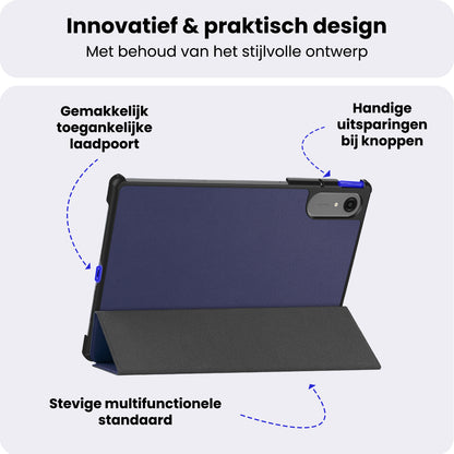 Lenovo Idea Tab Pro Gen 2 Trifold Bookcase Hoes - Donkerblauw