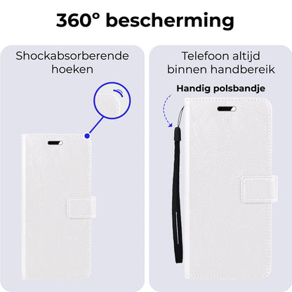 Samsung A35 Hoesje Bookcase Cover met Kaarthouder - Wit