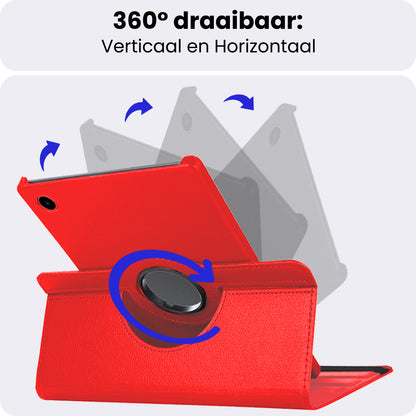 Samsung Galaxy Tab A9 Plus Trifold Bookcase Hoes 360 Graden Draaibaar - Rood