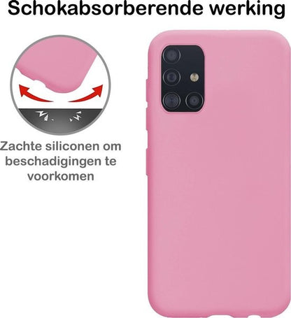 Samsung A51 Hoesje Siliconen Backcover Lichtgewicht - Roze