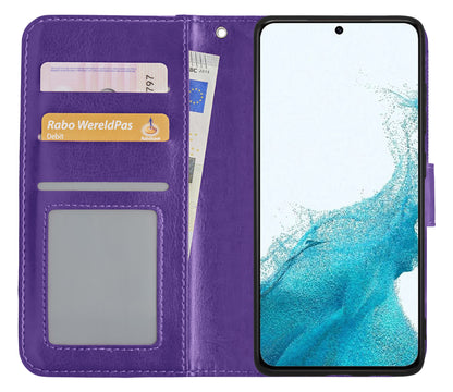 Samsung S22 Plus Hoesje Bookcase Cover met Kaarthouder - Paars