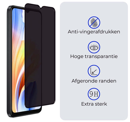 OPPO A38 Screenprotector Gehard Glas - Privacy