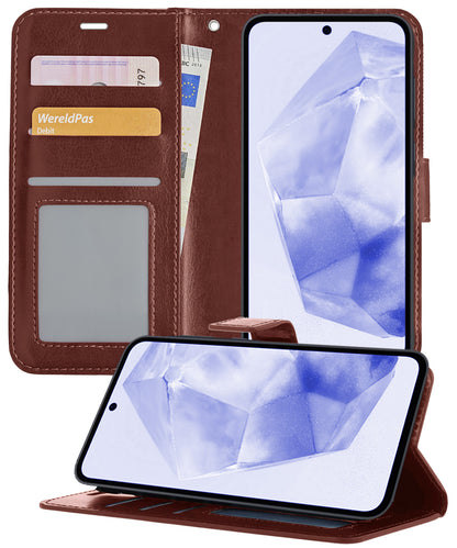 Samsung A35 Hoesje Bookcase Cover met Kaarthouder - Bruin