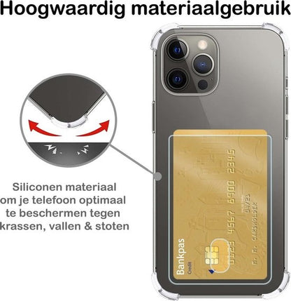 iPhone 12 Pro Hoesje met Pasjeshouder Siliconen - Transparant