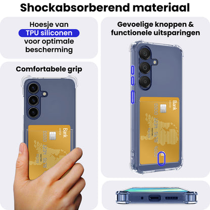 Samsung A16 Hoesje Kaarthouder Backcover Shockproof - Transparant
