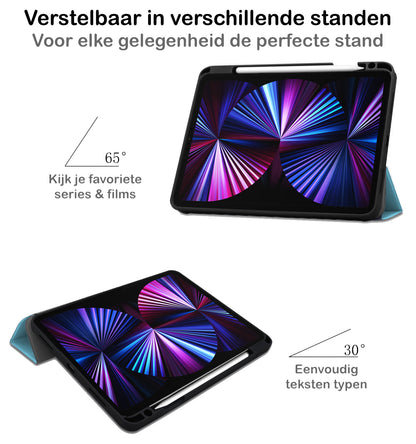 iPad Pro 2021 (11 inch) Hoesje Book Case Met Apple Pencil Uitsparing - Lichtblauw