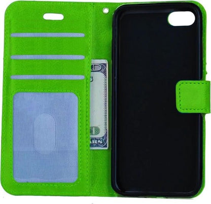 iPhone 7 Hoesje Bookcase Cover met Kaarthouder - Groen