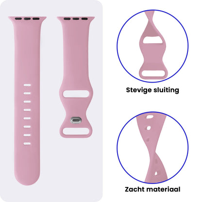 Apple Watch 1, 2, 3, 4, 5, 6, 7, 8, 9, SE - 38/40/41 mm Bandje Siliconen met verstelbare polsband - Lila