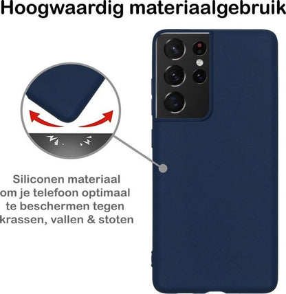 Samsung S21 Ultra Hoesje Siliconen Backcover Lichtgewicht - Donkerblauw