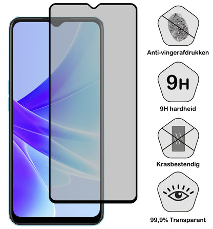 OPPO A17 Screenprotector Gehard Glas - Privacy