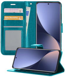Xiaomi 12X Hoesje Bookcase Cover met Kaarthouder - Turquoise