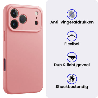 iPhone 18 Pro Max Hoesje Siliconen Backcover Lichtgewicht - Lichtroze