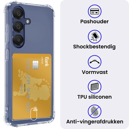 Samsung A16 Hoesje Kaarthouder Backcover Shockproof - Transparant