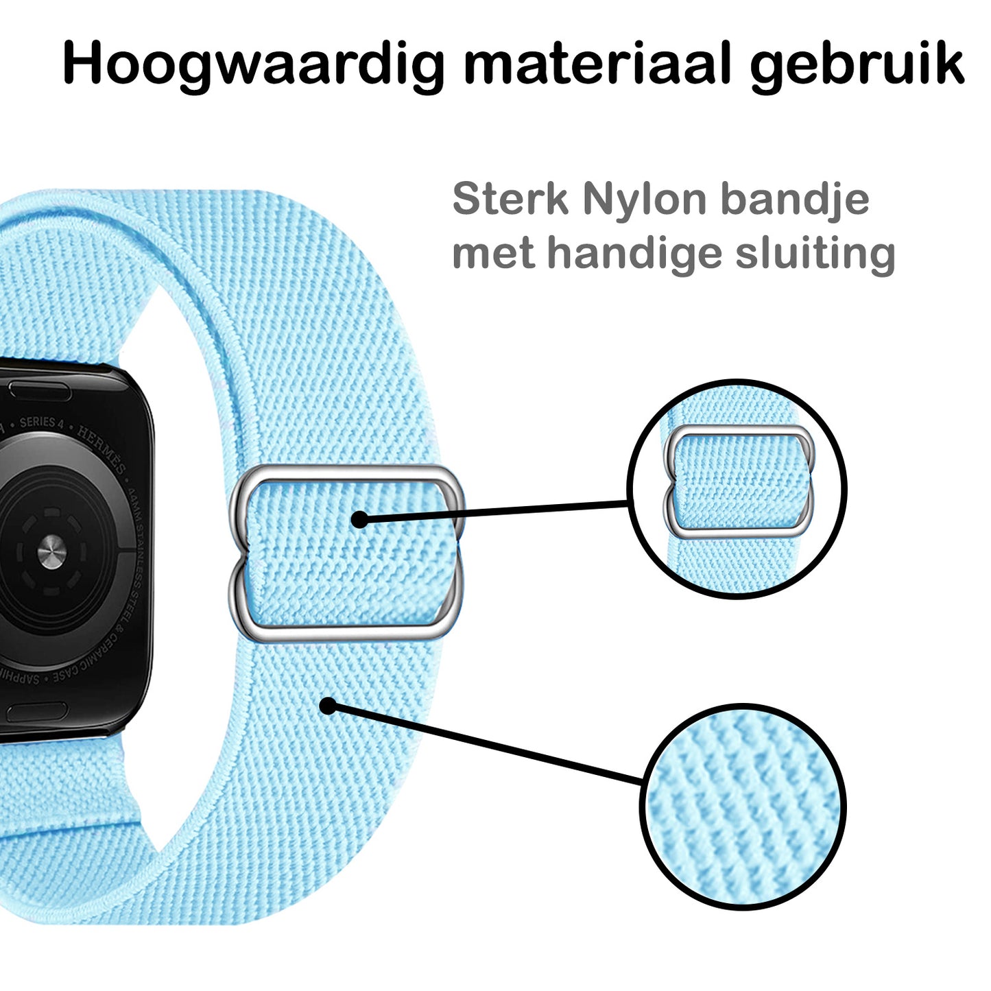 Horloge Bandje Geschikt Voor Apple Watch 1-8 / SE - 38/40/41 mm Bandje Stof - Lichtblauw