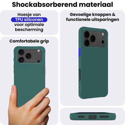 iPhone 17 Pro Hoesje Siliconen Backcover Lichtgewicht - Donkergroen