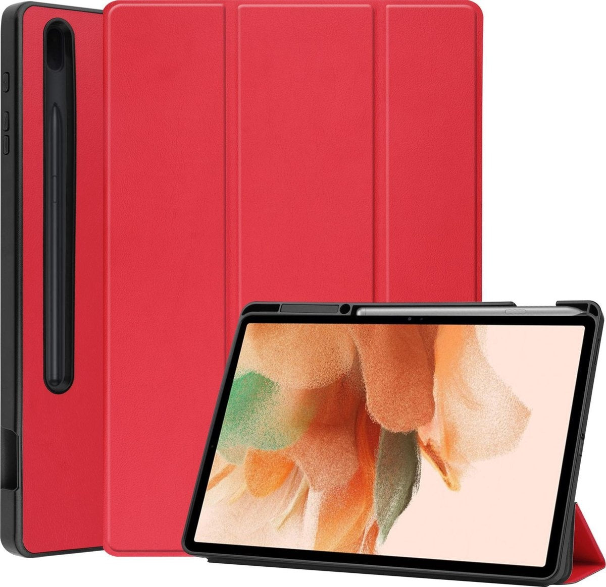 Samsung Galaxy Tab S7 FE Tablethoes Smcpen Met Screenprotector - Rood