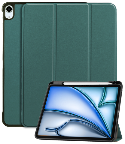 iPad Air 2024 (11 inch) Hoesje Book Case Met Apple Pencil Uitsparing - Donkergroen