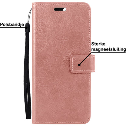 Samsung S23 Hoesje Bookcase Cover met Kaarthouder - Rosé goud
