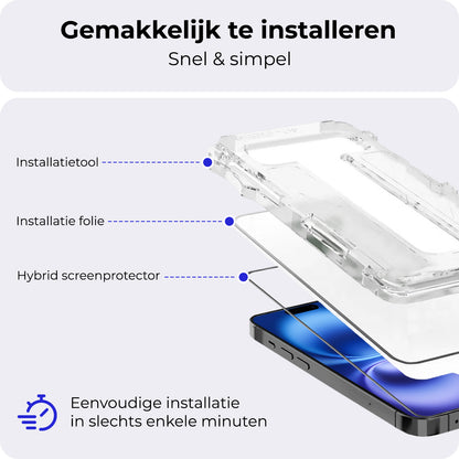 iPhone 16 Plus Screenprotector Flexibel Glas met Installatieframe