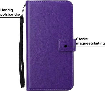 iPhone 12 Mini Hoesje Bookcase Cover met Kaarthouder - Paars