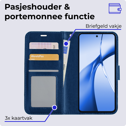 OnePlus Nord CE 4 Hoesje Bookcase Cover met Kaarthouder - Donkerblauw