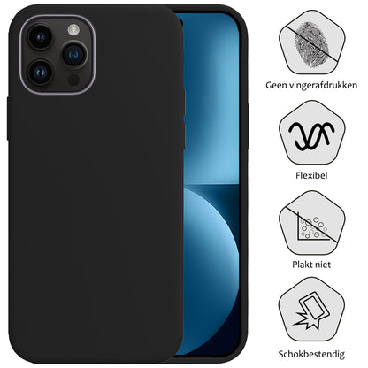 iPhone 15 Pro Max Hoesje Siliconen Backcover Lichtgewicht - Zwart