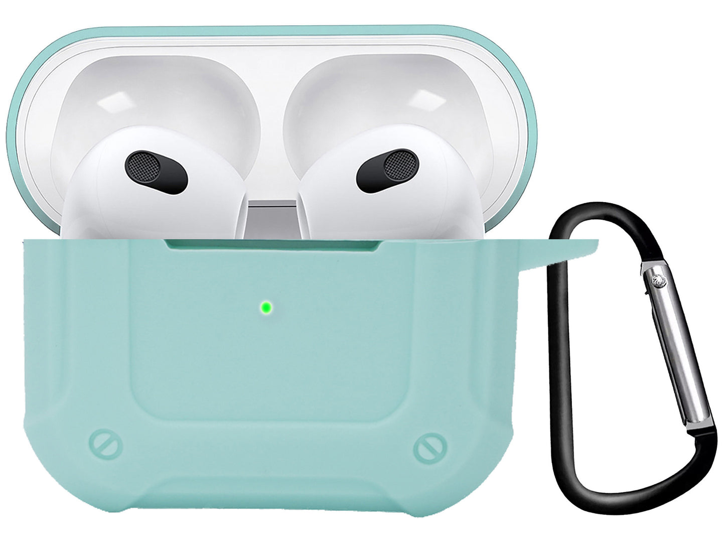 AirPods 3 Hoesje Shock Proof Case Siliconen met Clip - Mint