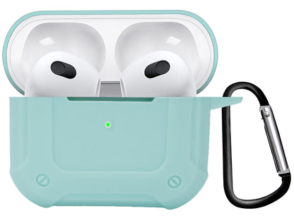 AirPods 3 Hoesje Shock Proof Case Siliconen met Clip - Mint