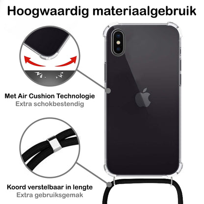 iPhone X Hoesje met Koord Backcover Shockproof - Transparant