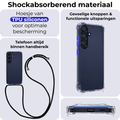 Samsung A25 Hoesje met Koord Backcover Shockproof - Transparant