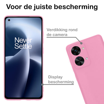 OnePlus Nord 2T Hoesje Siliconen Backcover Lichtgewicht - Lichtroze