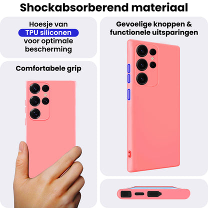 Samsung S25 Ultra Hoesje Siliconen Backcover Lichtgewicht - Licht Roze