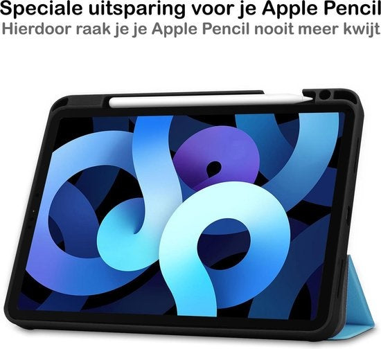 iPad Air 2020 Hoesje Book Case Met Apple Pencil Uitsparing - Lichtblauw