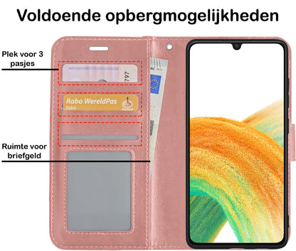 Samsung A33 Hoesje Bookcase Cover met Kaarthouder - Rosé goud