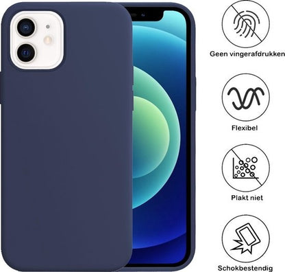 iPhone 12 Hoesje Siliconen Backcover Lichtgewicht - Donkerblauw