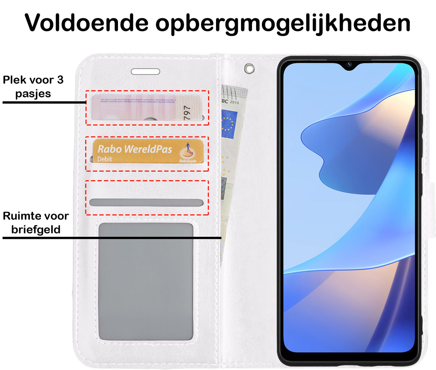 OPPO A16s Hoesje Book Case Kunstleer - Wit