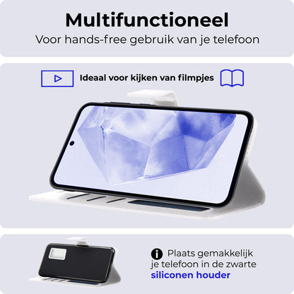Samsung A35 Hoesje Bookcase Cover met Kaarthouder - Wit