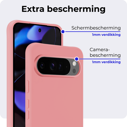 Google Pixel 10 Pro Hoesje Siliconen Backcover Lichtgewicht - Lichtroze