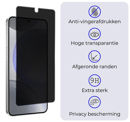 Samsung S24 Plus Screenprotector Privacy Tempered Glass