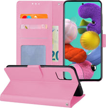 Samsung A51 Hoesje Bookcase Cover met Kaarthouder - Lichtroze