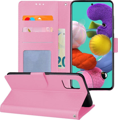 Samsung A51 Hoesje Bookcase Cover met Kaarthouder - Lichtroze