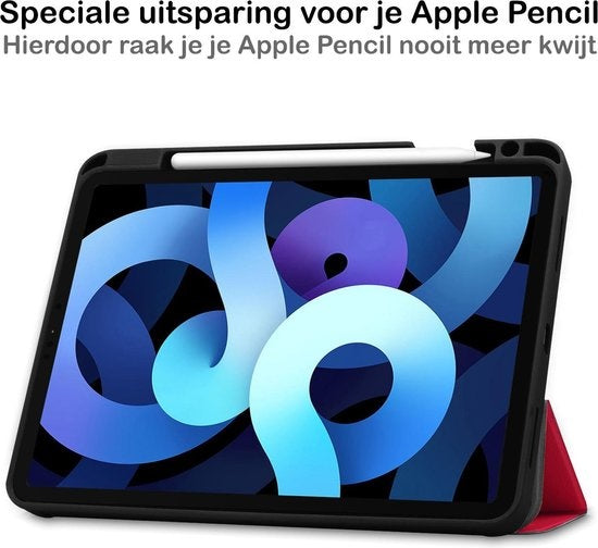 iPad Air 2020 Hoesje Book Case Met Apple Pencil Uitsparing - Rood