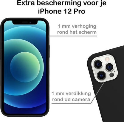 iPhone 12 Pro Max Hoesje Siliconen Backcover Lichtgewicht - Zwart