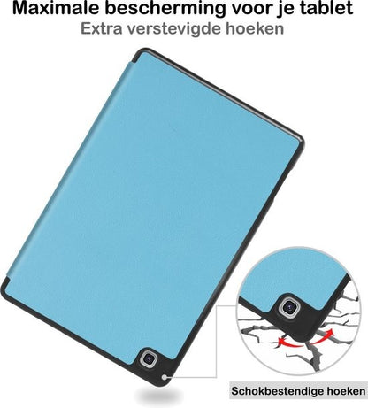 Samsung Galaxy Tab S6 Lite Trifold Bookcase Hoes met Penhouder voor S Pen - Lichtblauw